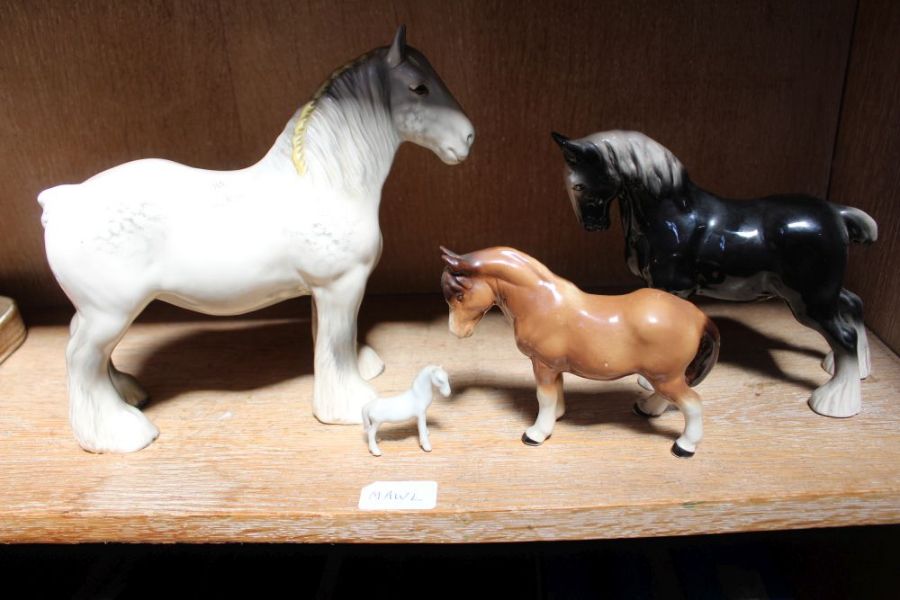 A Beswick horse & others