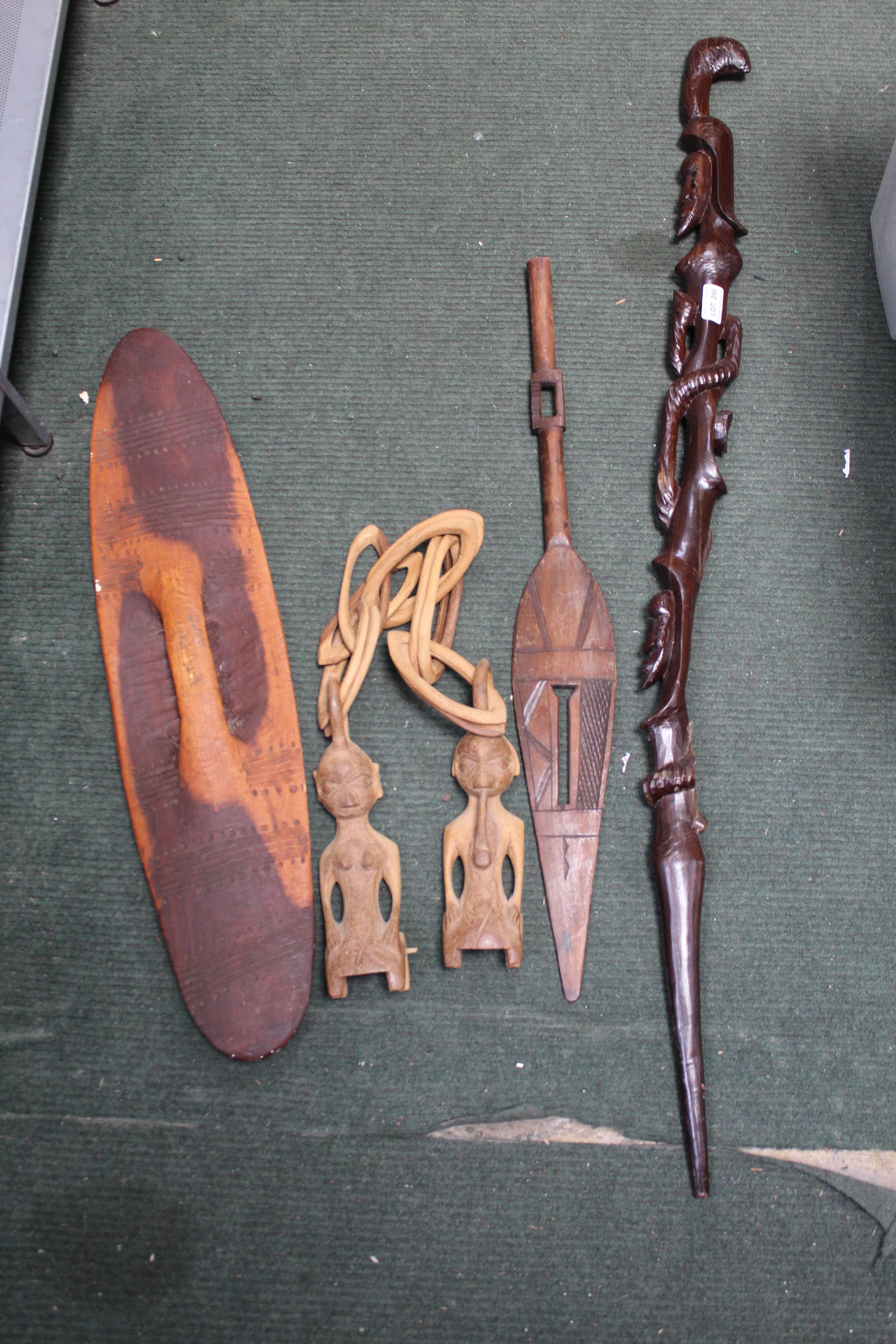 A selection of carved Ethnic artifacts