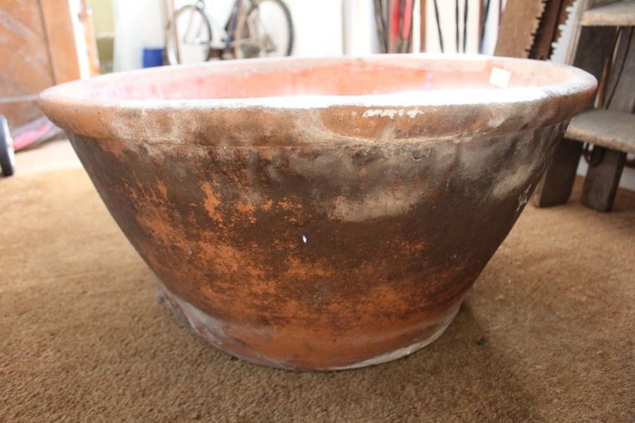 A large terracotta dairy bowl - Image 2 of 2