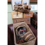 A quantity of wicker baskets / boxes