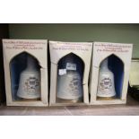 Three boxed half litre Bell's whisky decanters