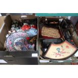 Two boxes containing many collectable Eastern items