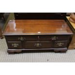 Mahogany veneered faux drawer fronted lift lid coffer by Lane of Virginia U.S.A