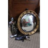 Wall mirror, fire side ornament & beetle boot jack