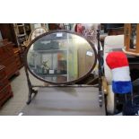 20th century mahogany oval dressing table top mirror