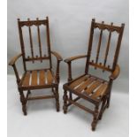 Pair of Ercol gold label open armchairs 110cm tall