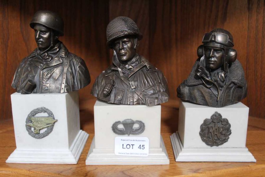 A trio of bronze effect WWII Miliatary busts - Image 2 of 2
