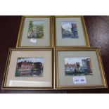 Ronald Pardoe four watercolour miniatures of Worcestershire