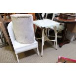 Four items of white painted "Conservatory Furniture" to include Lloyd Loom