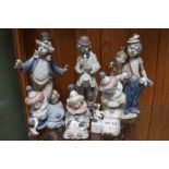 A selection of six Lladro clowns