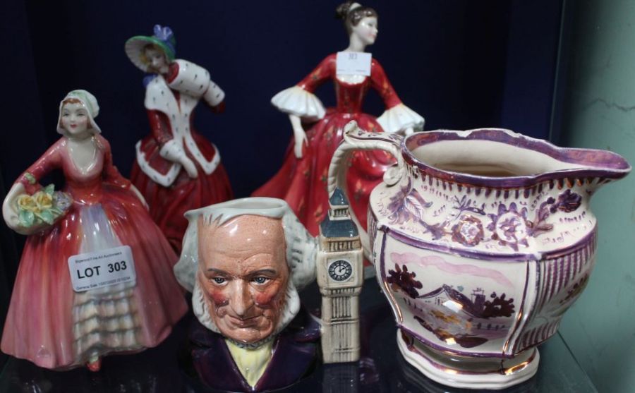 A 19th century lustre jug together with a Royal Doulton Collectors Club mug