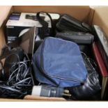 A box containing cameras various & associated accessories