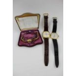 An Ingersoll 17 jewels gents wristwatch with crocodile calf strap,