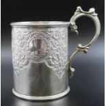 Martin Hall & Co. A Victorian silver mug of cylindrical form