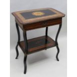 A 19th century fancy inlaid ladies dressing table with lift up lid