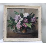 G. Tooby, "Still Life Vase of Flowers", oil on board, signed, 54cm x 58cm, in a painted frame