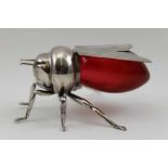 Mappin & Webb, A silver plated bee form honey pot,