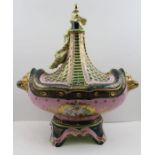 A Continental porcelain tureen and cover of sevres type