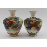 Two Worcester porcelain vases, (very much a pair) both with moulded Hadley strapwork