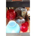 A box of domestic and collectible glassware