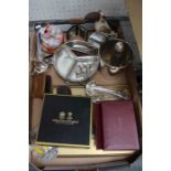 A box containing a selection of useful and collectable items various