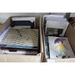 Two boxes containing auction catalogues, the majority pictures / books (with realised prices!)