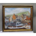 Raymond Grey oil painting of a harbour