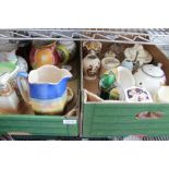 Two boxes of domestic pottery & glassware