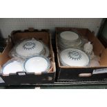 Two boxes containing an extensive Royal Doulton moonstone patterned dinner service