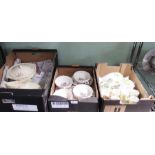 Three boxes of pottery tablewares, to include Wedgwood