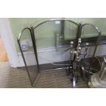 Metal fire screen and a four piece companion set o