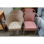Two pairs of mid-century tub chairs