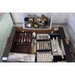 A selection of cutlery, to include cased examples, other domestic metalware,