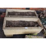 A pair of cast rectangular planters decorated oak leaf and acorns
