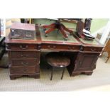 Double partners desk with leather top