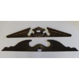 Two Edwardian stained wood pediments