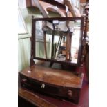 A 19th century mahogany dressing table mirror, with three drawer box base