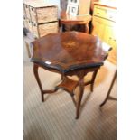 A 19th century rosewood inlaid octagonal table