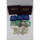 Two 1970 GB coinage sets, together with cased crowns, etc.