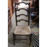 Rush seated ladder back chair