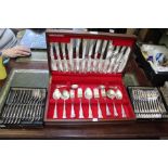 Canteen of plated Kings pattern cutlery & two boxed of fish knives & forks