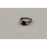 An 18ct gold diamond & sapphire set ring