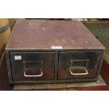 Metal industrial two drawer desk top filing unit