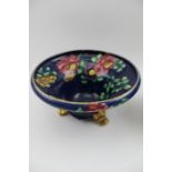 A Maling ginger jar & cover, floral design, on a cobalt blue ground, together with a similar bowl