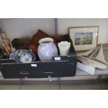 A box containing a selection of ceramics and other wares