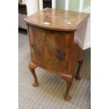 Walnut bedside unit bow front with single drawer