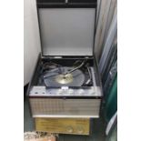 Two vintage record players, cased