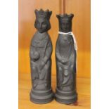 Wedgwood black basalt King & Queen chess figures