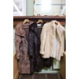 A selection of three fur coats and jackets