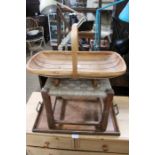 An Edwardian wooden tray, together with a stool, and a trug